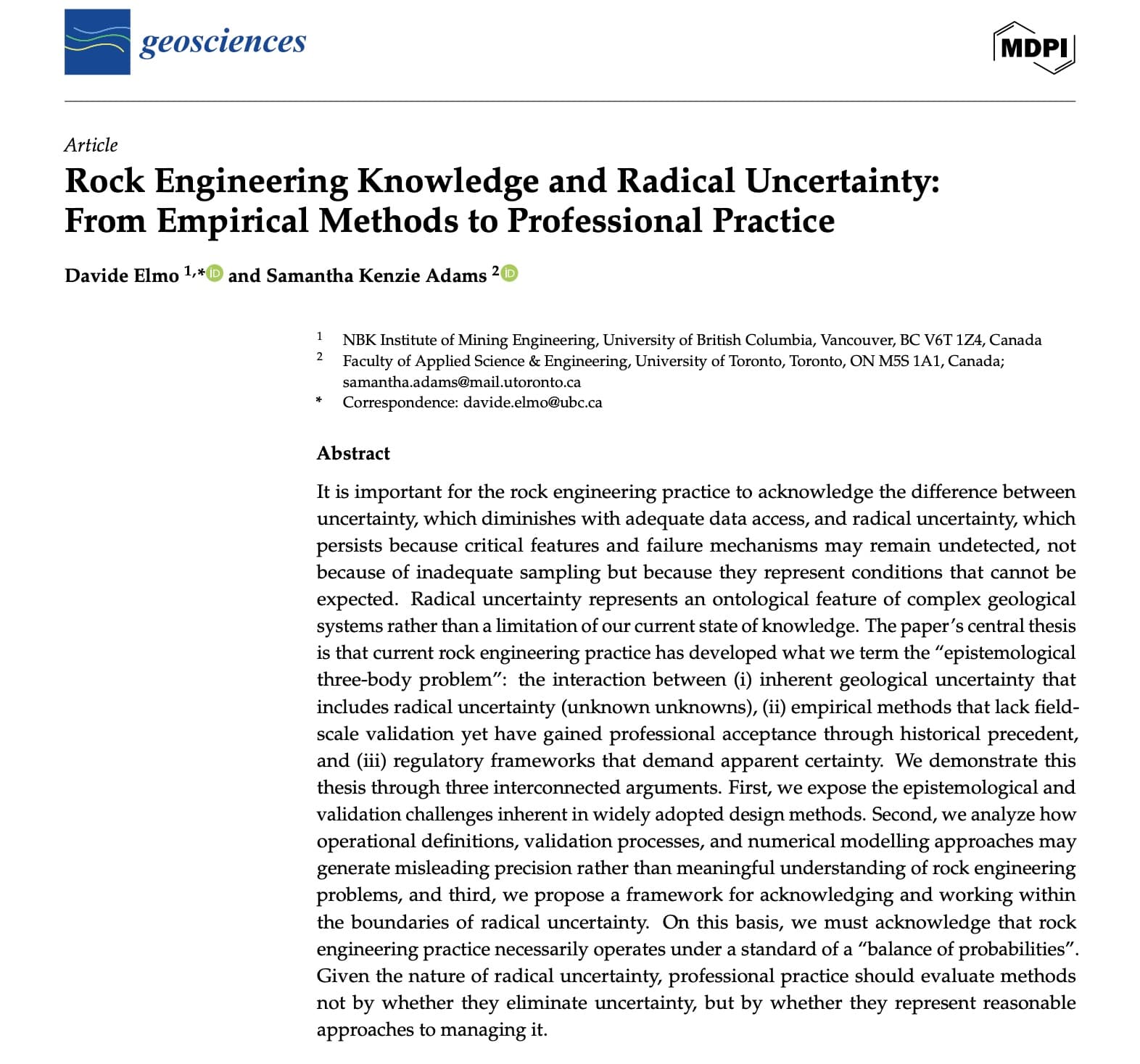 Published research paper